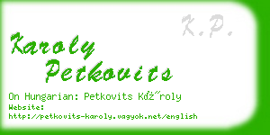 karoly petkovits business card